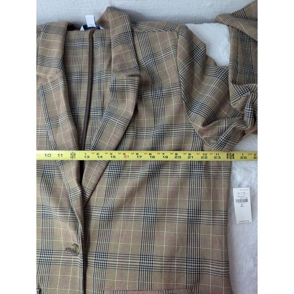 Old Navy Taylor Relaxed Suit Blazer Jacket Brown Plaid Women size XL Tall NWT - Picture 8 of 9